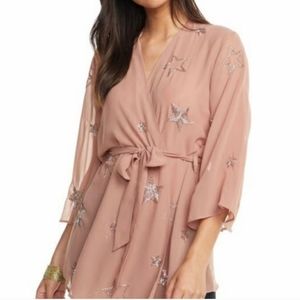Chaser beaded star pink duster wrap new without tags